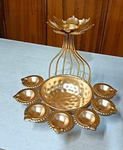 Custom Made Copper Art Deco Diya Stand Wedding Decorative Item <b>Bamboo</b> & Rattan Handicraft for Home Decor and Gifting - Product Image 2