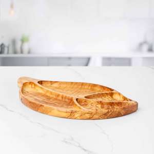 Bandeja de madera de olivo ecológica Premium contemporánea hecha a mano, accesorio de cocina, platos para acampar, hecho en TN - Product Image 6