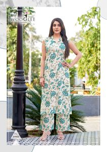 Kurti élégant en rayonne imprimée numériquement pour femme, coupe droite, longueur genou, style Maruti, mode indienne et pakistanaise, tenue de fête pour adultes - Product Image 3