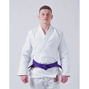 Jiu-Jitsu Gi de calidad superior, cinturón blanco púrpura, ligero, cómodo, ajuste, costura reforzada, desgaste intermedio de artes marciales - Product Image 1