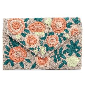 Sac à main artisanal en perles de graines, motif floral printanier, pochette multicolore en perles |   Accessoire de festival en gros d'Inde - Product Image 1