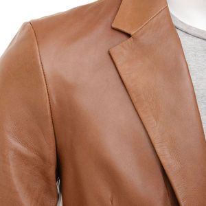 Veste en cuir véritable de haute qualité pour homme, style classique, mode streetwear d'hiver, usage décontracté, logo sur le devant, imperméable et coupe-vent - Product Image 3