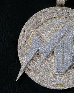 Unisex Custom Moissanite <b>Pendant</b> & Charm Initial MF Letter with Cut 925 <b>Silver</b> Hip Hop Style Initial MF Initial <b>for</b> <b>Men</b> Women - Product Image 3