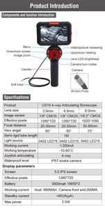 Endoscope industriel portable QBH professionnel, caméra d'inspection <span class=keywords><strong>articulée</strong></span> à 4 voies et 360°, <span class=keywords><strong>mini</strong></span>-caméra HD avec source lumineuse - Product Image 4