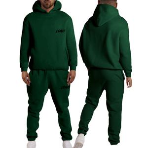 Sudadera con capucha y pantalones de chándal 100% algodón pesado para hombre, servicio OEM, conjunto de chándal de dos piezas en blanco liso, comprar ahora - Product Image 2