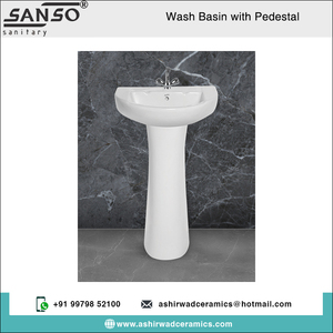 อ่างล้างจานแบบแท่นเซรามิกสีขาวรูปวงรีช่องเดียวทรงรีความจุ20L รับประกัน5ปี - Product Image 2