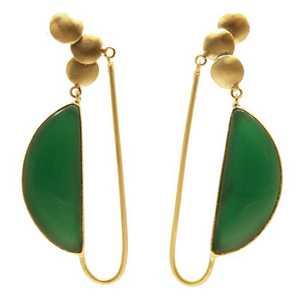 Roxi — boucles d'oreilles en pierre précieuse de calcédoine, bijoux en forme de demi-soleil plaqué or, 925 argent Sterling - Product Image 4