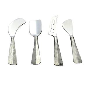 Juego de cuchillos de queso de plata, mango de cono rústico negro, tablero cuadrado con rebanador, novedad - Product Image 1