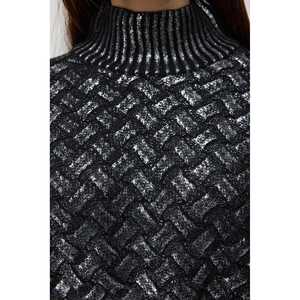 เสื้อครอปสตรีลำลองพิมพ์ลาย ระบายอากาศได้ดี ผ้าถักแบบไม่ทอ ลายถักแบบเคเบิล สำหรับฤดูหนาวและฤดูใบไม้ร่วง ตกแต่งด้วยลายทางและกระดุม สไตล์คลับ - Product Image 4