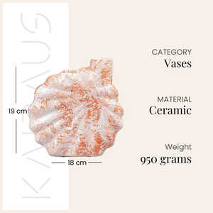 แจกันดอกไม้เปลือกหอยสีบลัชออน งานแฮนด์เมด สไตล์อาร์ตเดโค มินิมอล ทำจากพอร์ซเลน ใช้ได้หลากหลาย สำหรับวางบนโต๊ะ ตกแต่งผนัง หรือใช้ในห้องรับประทานอาหาร - Product Image 3