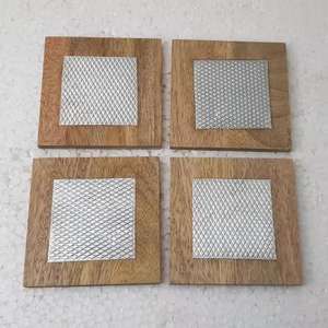 Acacia Blank Wooden Coasters Set Custom Square and round Shape Drink Mat for <b>Coffee</b> & Glass Tabletop Premium Mats & <b>Pads</b> - Product Image 3