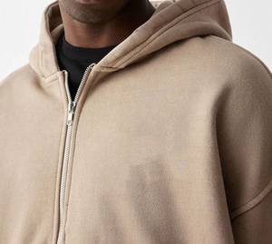 Venta al por mayor Unisex Oversized Cropped Hoodie Blank Heavyweight Fleece Boxy Fit Zip up Hoodie - Product Image 3