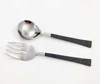 Ensemble de service à salade en bois d'acacia Outils de cuisine pour hôtel restaurant Petites cuillères en bois massif Ensemble de cuillères à mélanger Ensemble de cuillères de service en bois