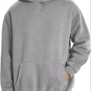 Sudadera con capucha de peso pesado Vintage para hombre, sudadera de algodón de felpa de gran tamaño, ropa de calle lavada para invierno, informal, teñido liso - Product Image 1