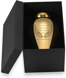 Urnes de crémation pour cendres humaines ailes d'ange arbre de vie urne pour cendres pour femmes hommes adultes funérailles taille personnalisée urne or - Product Image 6