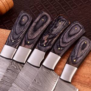 Ensemble de couteaux de chef de cuisine stylés damas faits à la main 5 pièces avec étui en cuir (SMK1901) - Product Image 2