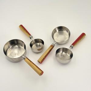 202 Stainless Steel Powder and Liquid <b>Measuring</b> with Wooden and Resin Handle Long Short Handle <b>Measuring</b> Spoons for Powder Beans - Product Image 2