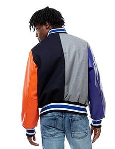 แจ็กเก็ตเบสบอลของผู้ชายวินเทจ, เสื้อแจ็คเก็ตบุผ้าหนาคอปกตั้งทรงหลวมอบอุ่นสำหรับฤดูใบไม้ผลิไฮสตรีทปักตัวอักษร - Product Image 3