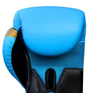 Gants de boxe bleus en PU avec fermeture Velcro, design respirant pour l'entraînement et le sparring des adultes - Product Image 4