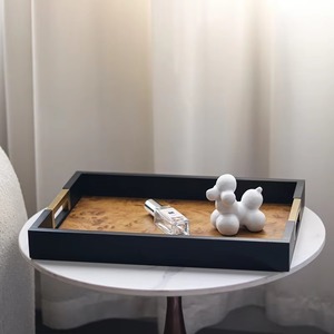 Plateau de service en bois noir pour collations à thé et café Plateau élégant fait main pour table à manger de cuisine et usage décoratif à la maison - Product Image 3