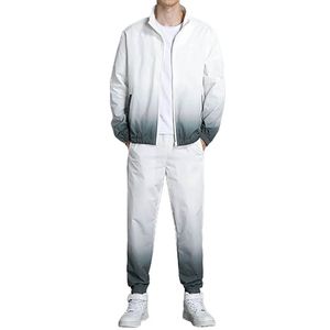 Conjunto corto de dos piezas personalizado OEM, chaqueta con cremallera, chándal de algodón con cremallera, chándal cortavientos para hombre - Product Image 1