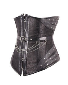 Venta al por mayor 2024 Ventas calientes Sexy Steampunk Corsés Cuero 14 Huesos de acero Mujeres Sexy Club Wear Corsé de cuero servicio OEM - Product Image 5