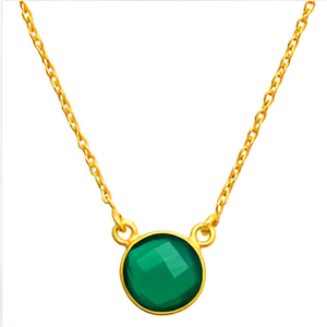 สร้อยคอแบบโซ่ทรงกลมสีเขียวโอนิกซ์สีเงิน925ชุบทองสร้อยคอชุบทองทันสมัยสำหรับผู้หญิง - Product Image 5