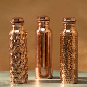 Hammered Copper <b>Bottle</b> for Drinking & Ayurvedic Health - Product Image 2