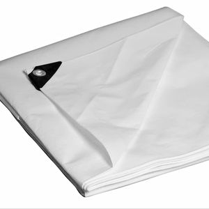 White PE Anti-UV Waterproof Truck <b>Cover</b> & Cargo Tarpaulin Various Size Plain Industrial <b>Cover</b> <b>Tent</b> with Eyelets Tarpaulin - Product Image 5