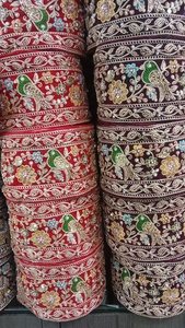 Ribete de Encaje de Lujo Metálico Bordado Ecológico con Diseño de Rayas para Vestidos de Novia, Prendas de Alta Costura y Decoración - Product Image 5