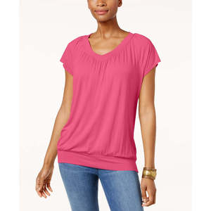 T-Shirt Blouson da Donna Taglia XX-Large della Collezione JM, in Tessuto Traspirante di Poliestere Lavorato a Maglia, Colore Rosso - Product Image 1