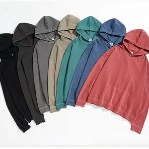 Nouveau Style poids lourd 100% coton sweats à capuche pour hommes vêtements de rue impression personnalisée brodé pierre lavé à l'acide sweats à capuche - Product Image 1