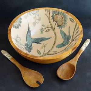 Bol en bois avec cuillère et impression personnalisée en émail - design luxueux - écologique - Product Image 2