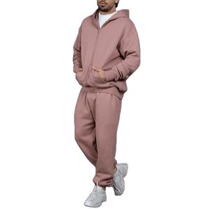 Survêtements à capuche surdimensionnés pour hommes, personnalisés, de haute qualité, poids lourd, 100% coton, molleton respirant, fermeture éclair unie pour l'hiver - Product Image 1