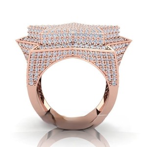 VVS-Bague étoile en diamant moissanite, or rose 18 carats, bijoux de mariage unisexe en argent sterling 925 de haute qualité - Product Image 5