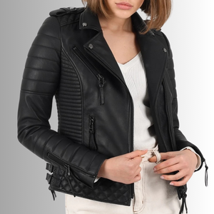 Veste d'hiver élégante pour femme en cuir de vachette, col en V, qualité supérieure, durable, respirante, personnalisable, décontractée, pour soirée, motif géométrique - Product Image 1