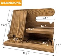 Organisateur de bureau en bois créatif facile à assembler support poli foncé pour montre mobile Googles Station de charge en bois