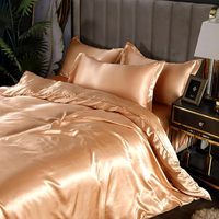 Soie comme Satin ensemble de literie réversible luxe doux housse de couette chambre décor Chic luxueux soyeux ensemble de lit housse de couette ensemble