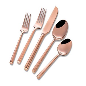 Cubiertos de acero inoxidable con mango de Color rosa de Metal, mesa de cocina Ideal para Hotel, uso doméstico, juegos de cubiertos con acabado Chapado en Color plateado - Product Image 6