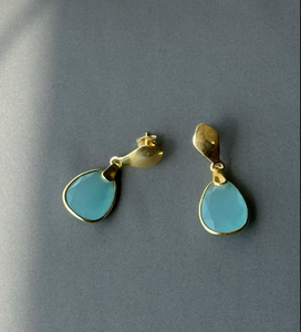 ต่างหูแข็งแบบคริสตัลสี925สำหรับผู้หญิงต่างหูเงินสเตอร์ลิงชุบทองลายรุ้งและมูนสโตน - Product Image 1