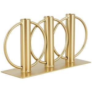 Porte-bougie cylindrique de luxe au design unique Royal Touch, en verre transparent avec finition métallique plaquée, pour la décoration de Noël à la maison - Product Image 2