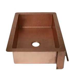 Fregadero de Cobre Puro de Moda, Fregadero de Una Sola Tina Martillado, Hecho de Cobre Puro, Decoración para el Hogar, Hotel, Cocina, Baño, Estilo Rústico - Product Image 1