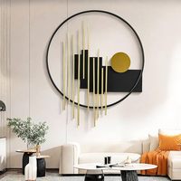 Décoration Murale Métallique Circulaire Géométrique 3D Or et Noir Moderne de Luxe pour Chambre, Salle à Manger, Bureau, Maison - Décoration Mariage, Diwali, Anniversaire