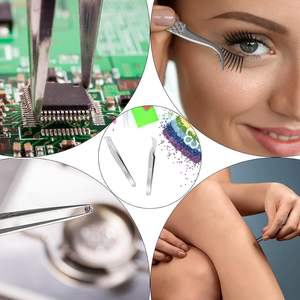 Pince à épiler d'extension de cils noire 5 pièces, pince à épiler professionnelle en acier inoxydable pour le volume, l'isolation et le classique - Product Image 6