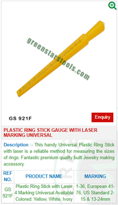 <b>Plastic</b> Ring Stick Gauge With Laser Marking Universal GS 921F Jewelry Tools for Jewellery Tools - Product Image 2
