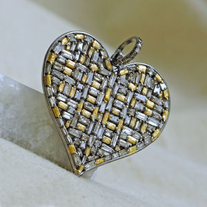 Colgante de corazón hecho a mano para mujer, de plata 925 sólida, regalo para su corazón de diamante, amor, 30x40 MM - Product Image 4