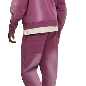 Ensemble de survêtement pour hommes avec sweat à capuche imprimé et effet délavé, 100% coton respirant en molleton, collection Hiver 2026 - Product Image 5