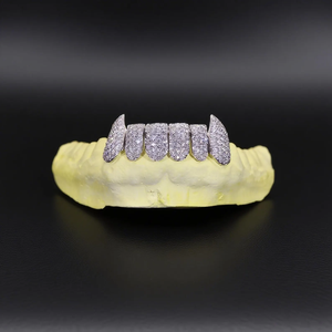 Premium 925 argent coupe ronde Moissanite diamant grilles élégant glacé Hip Hop dents bijoux cadeau pour hommes et femmes - Product Image 1