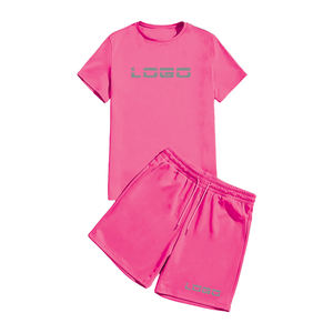 2025 nueva llegada verano poliéster Jogging ropa deportiva gimnasio chándal corto 2 piezas pantalones cortos hombres camiseta Conjunto personalizado al por mayor sólido - Product Image 6