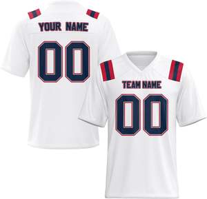 Camiseta de fútbol americano personalizada al por mayor, malla de poliéster transpirable, tejido de secado rápido, impresión por sublimación OEM corta para equipo - Product Image 5